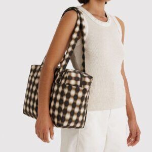 BAGGU Spring Collection - Everyday Cloud Bag - Blurred Gingham Brown
